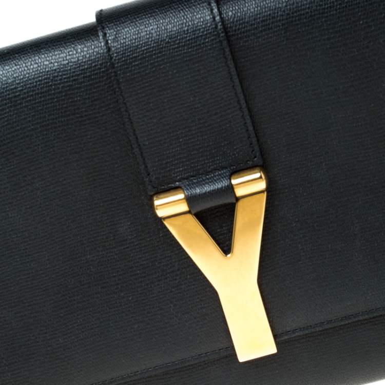 Pre Owned Saint Laurent Black Leather Large Chyc Clutch