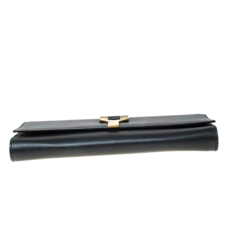 Pre Owned Saint Laurent Black Leather Large Chyc Clutch