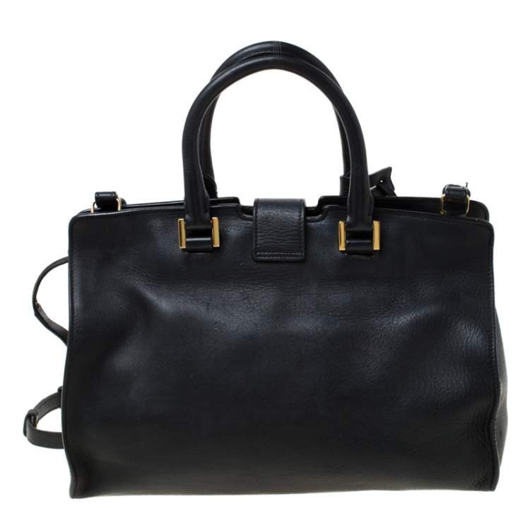 Pre Owned Saint Laurent Paris Black Leather Small Cabas Chyc Tote