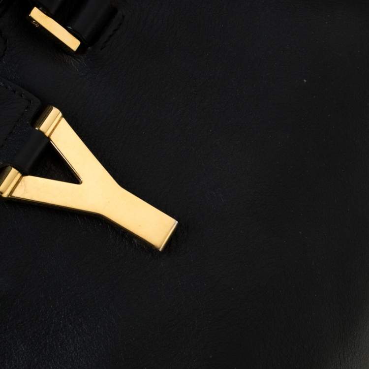 Pre Owned Saint Laurent Paris Black Leather Small Cabas Chyc Tote