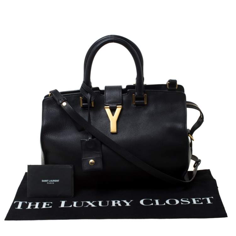 Pre Owned Saint Laurent Paris Black Leather Small Cabas Chyc Tote
