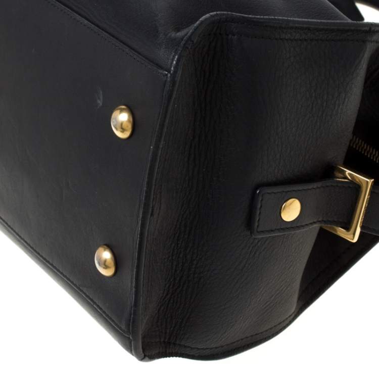 Pre Owned Saint Laurent Paris Black Leather Small Cabas Chyc Tote