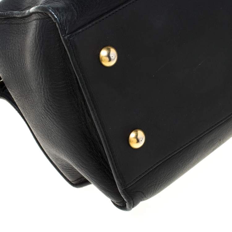 Pre Owned Saint Laurent Paris Black Leather Small Cabas Chyc Tote