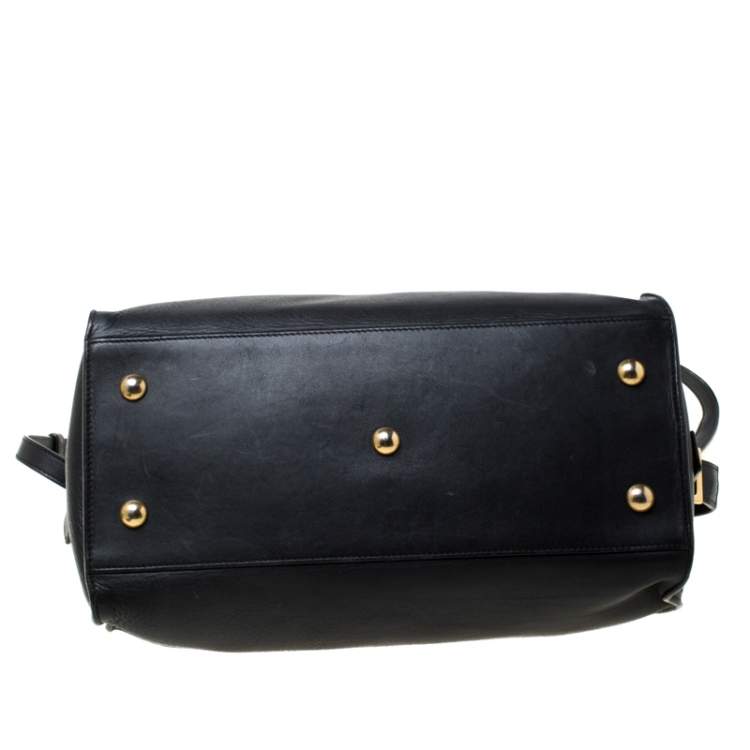 Pre Owned Saint Laurent Paris Black Leather Small Cabas Chyc Tote