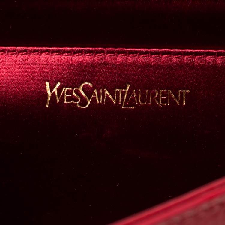 Pre Owned Yves Saint Laurent Red Patent Leather Belle De Jour Flap Clutch