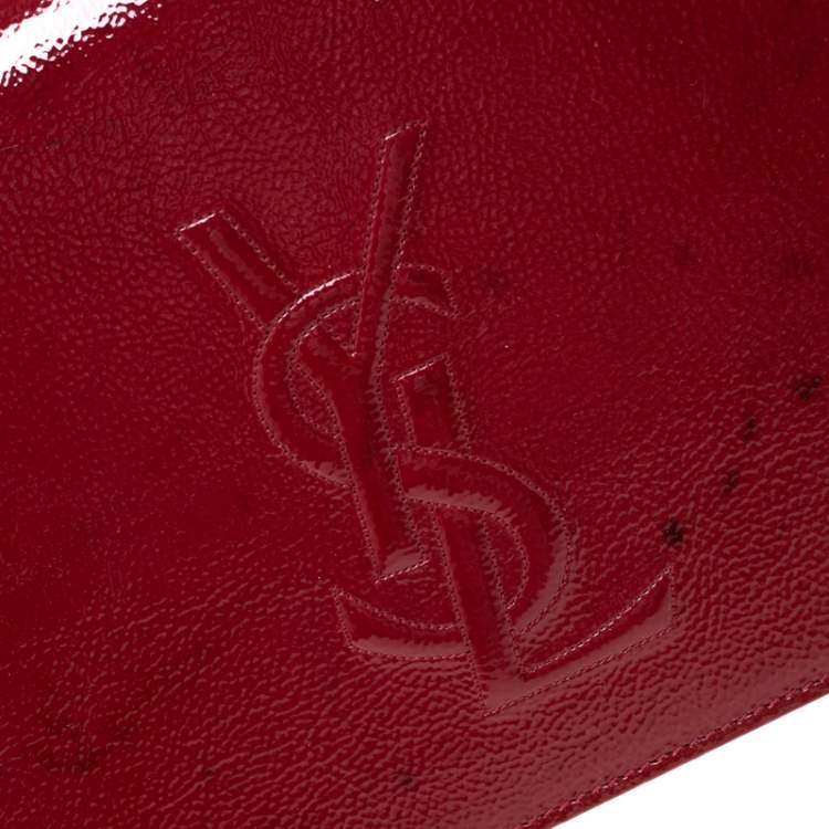 Pre Owned Yves Saint Laurent Red Patent Leather Belle De Jour Flap Clutch