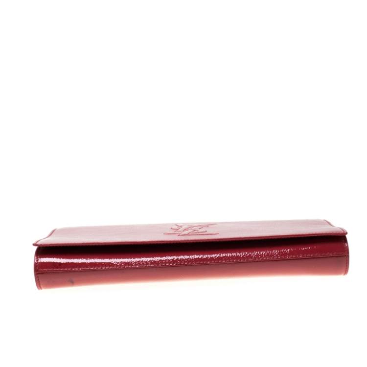 Pre Owned Yves Saint Laurent Red Patent Leather Belle De Jour Flap Clutch