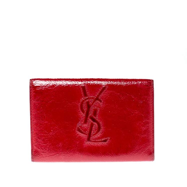 Pre Owned Saint Laurent Paris Red Leather Small Envelope Wallet