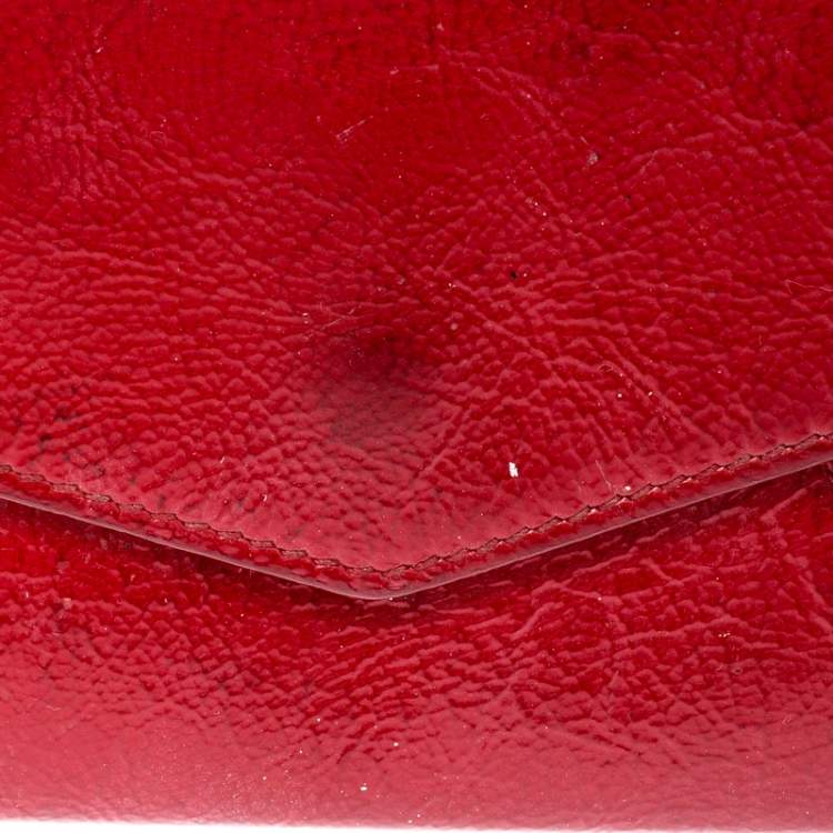 Pre Owned Saint Laurent Paris Red Leather Small Envelope Wallet