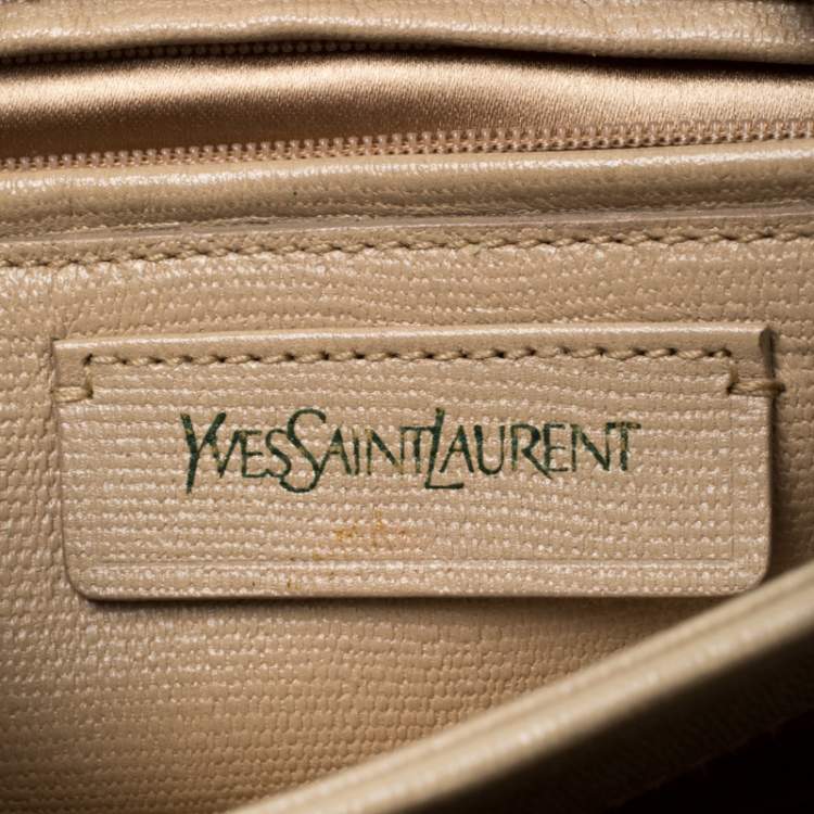 Pre Owned Saint Laurent Beige Textured Leather Large Chyc Shoulder Bag