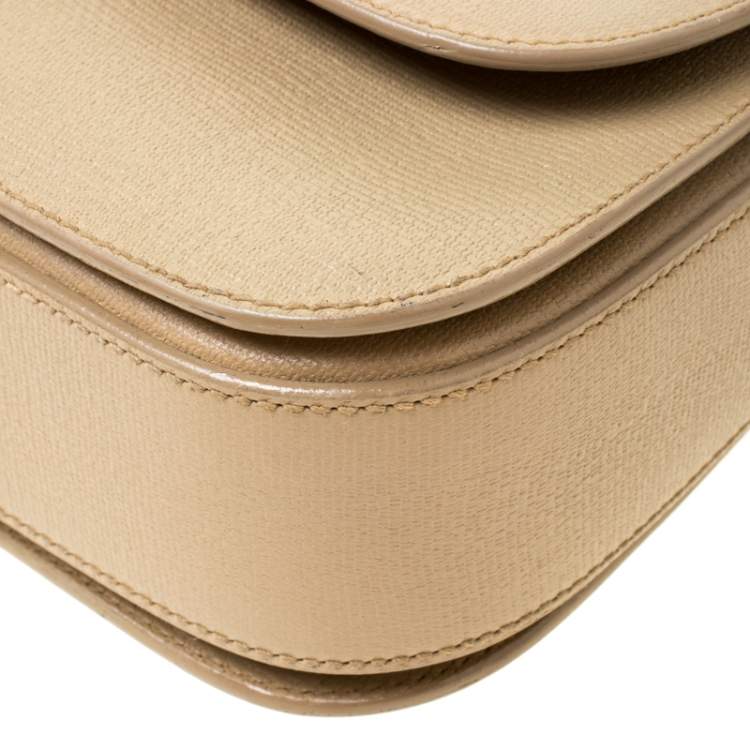 Pre Owned Saint Laurent Beige Textured Leather Large Chyc Shoulder Bag