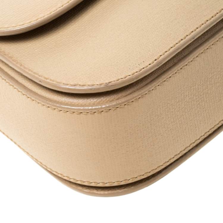 Pre Owned Saint Laurent Beige Textured Leather Large Chyc Shoulder Bag