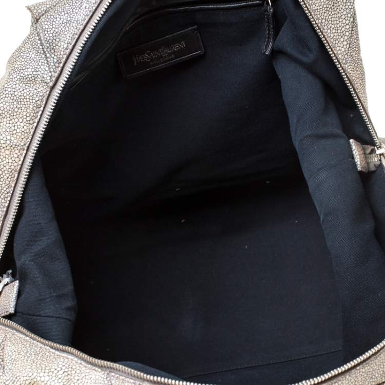 Pre Owned Saint Laurent Grey Stingray Embossed Leather Medium Easy Y Bag
