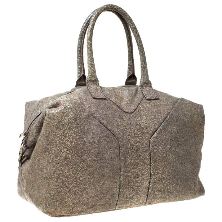 Pre Owned Saint Laurent Grey Stingray Embossed Leather Medium Easy Y Bag