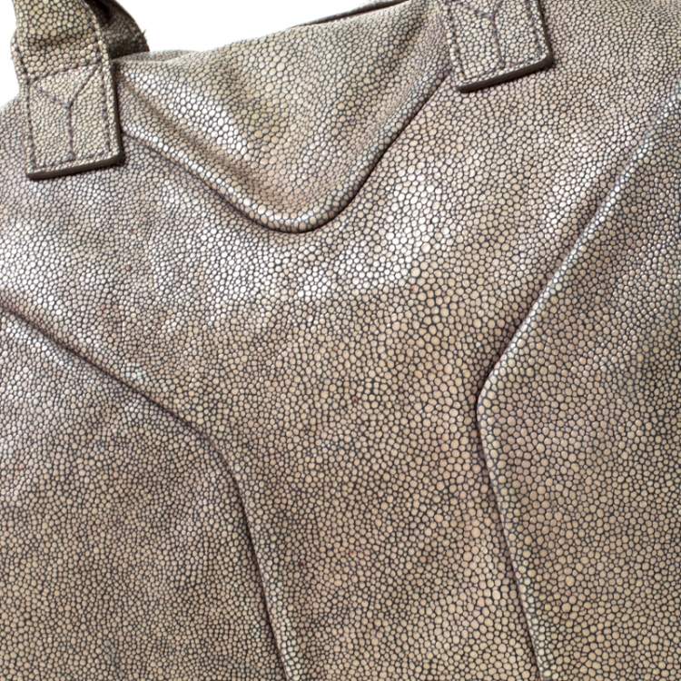 Pre Owned Saint Laurent Grey Stingray Embossed Leather Medium Easy Y Bag