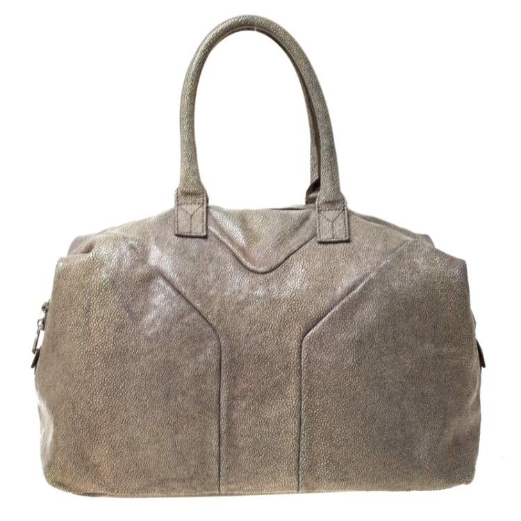 Pre Owned Saint Laurent Grey Stingray Embossed Leather Medium Easy Y Bag