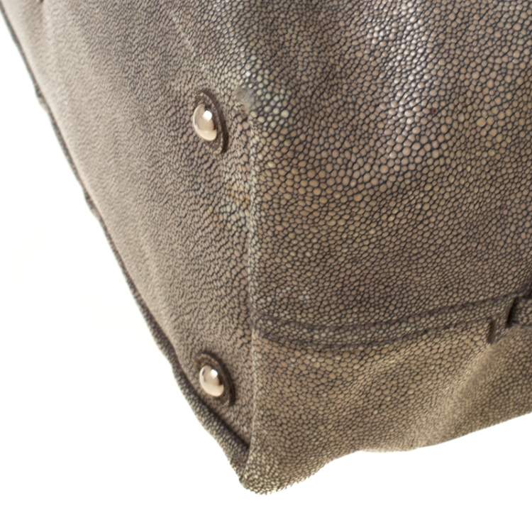 Pre Owned Saint Laurent Grey Stingray Embossed Leather Medium Easy Y Bag