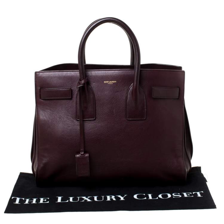Pre Owned Saint Laurent Burgundy Leather Small Classic Sac De Jour Tote