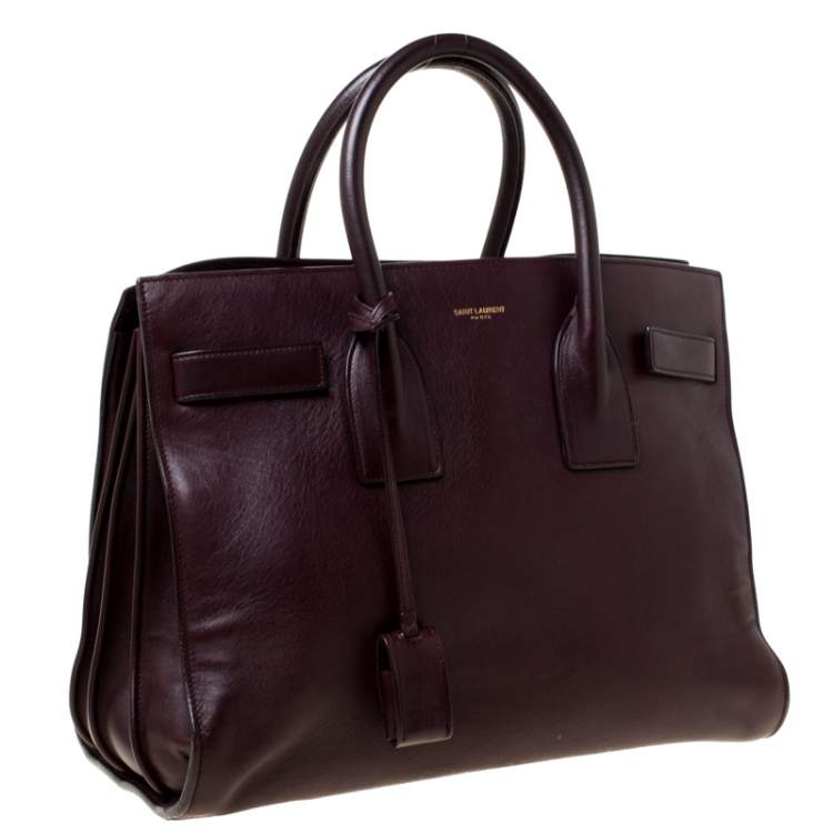 Pre Owned Saint Laurent Burgundy Leather Small Classic Sac De Jour Tote