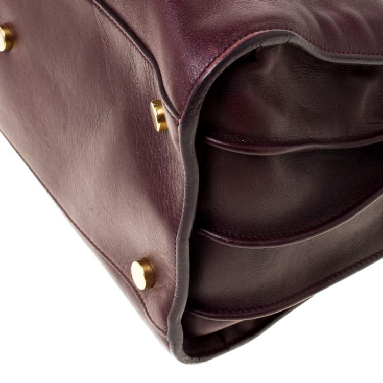 Pre Owned Saint Laurent Burgundy Leather Small Classic Sac De Jour Tote