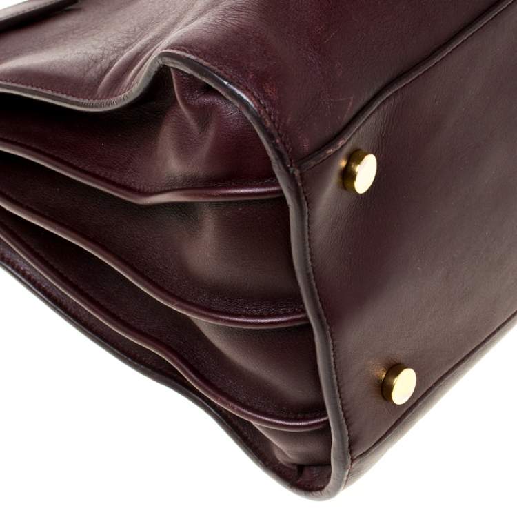 Pre Owned Saint Laurent Burgundy Leather Small Classic Sac De Jour Tote