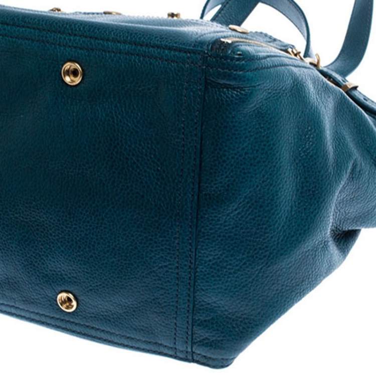 Pre Owned Saint Laurent Paris Dark Teal Leather Downtown Tote 