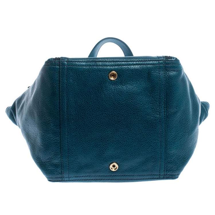 Pre Owned Saint Laurent Paris Dark Teal Leather Downtown Tote 