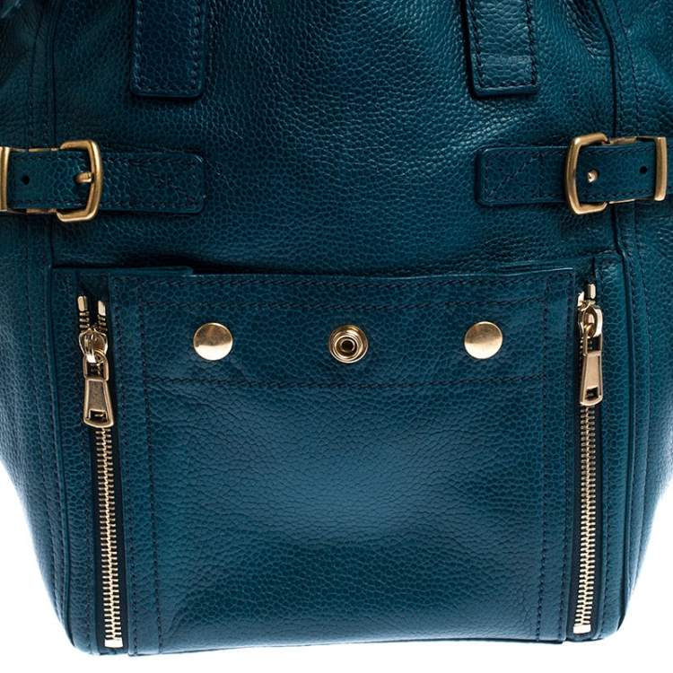 Pre Owned Saint Laurent Paris Dark Teal Leather Downtown Tote 