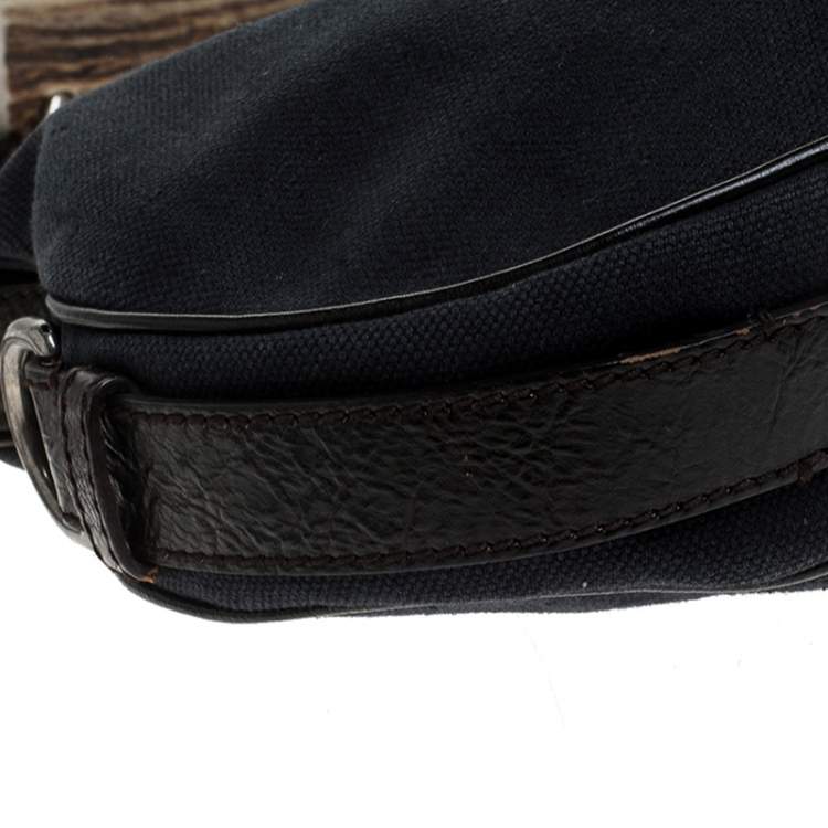 Pre Owned Yves Saint Laurent Black Canvas and Leather Mombasa Shoulder Bag