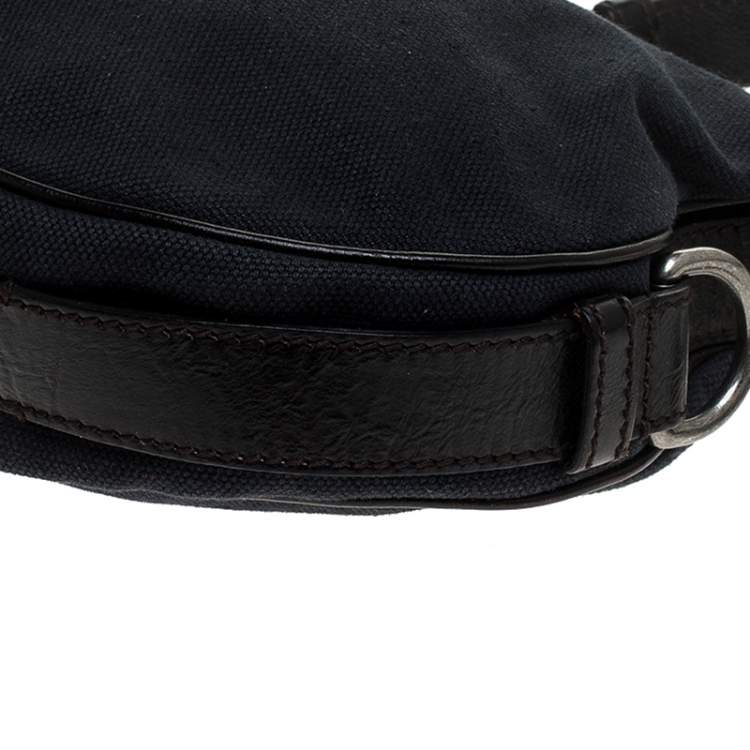 Pre Owned Yves Saint Laurent Black Canvas and Leather Mombasa Shoulder Bag