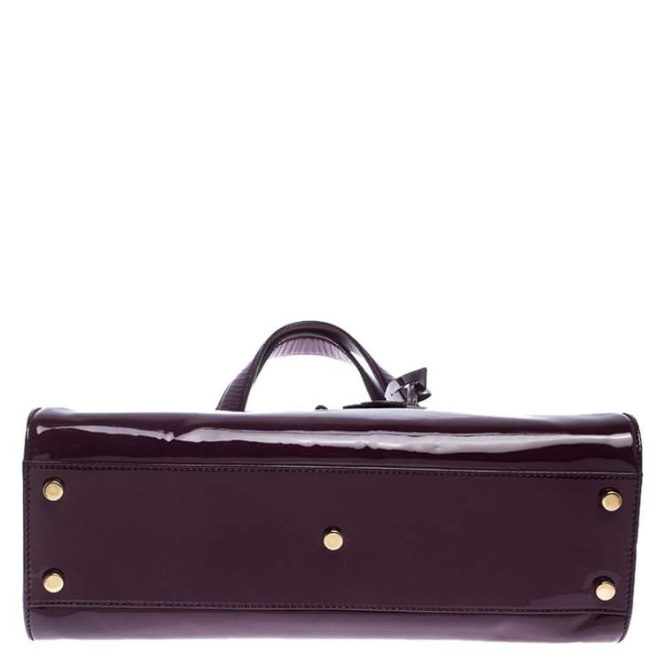 Pre Owned Saint Laurent Paris Purple Patent Leather Large Uptown Satchel