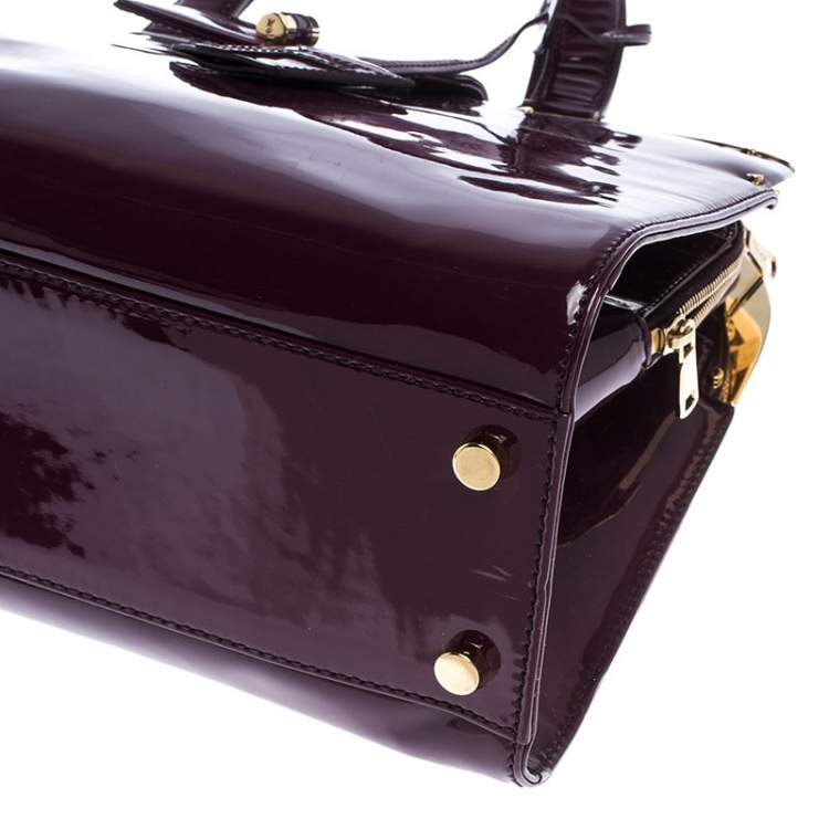 Pre Owned Saint Laurent Paris Purple Patent Leather Large Uptown Satchel