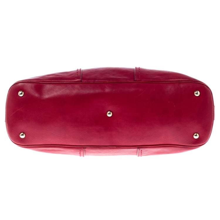 Pre Owned Yves Saint Laurent Red Leather Medium Muse Satchel