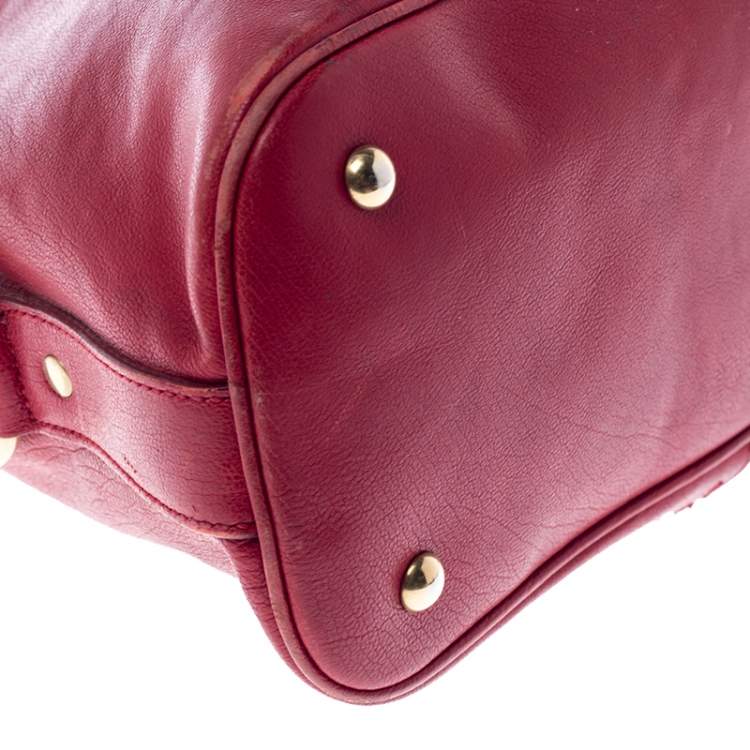 Pre Owned Yves Saint Laurent Red Leather Medium Muse Satchel