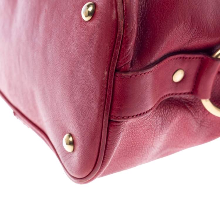 Pre Owned Yves Saint Laurent Red Leather Medium Muse Satchel