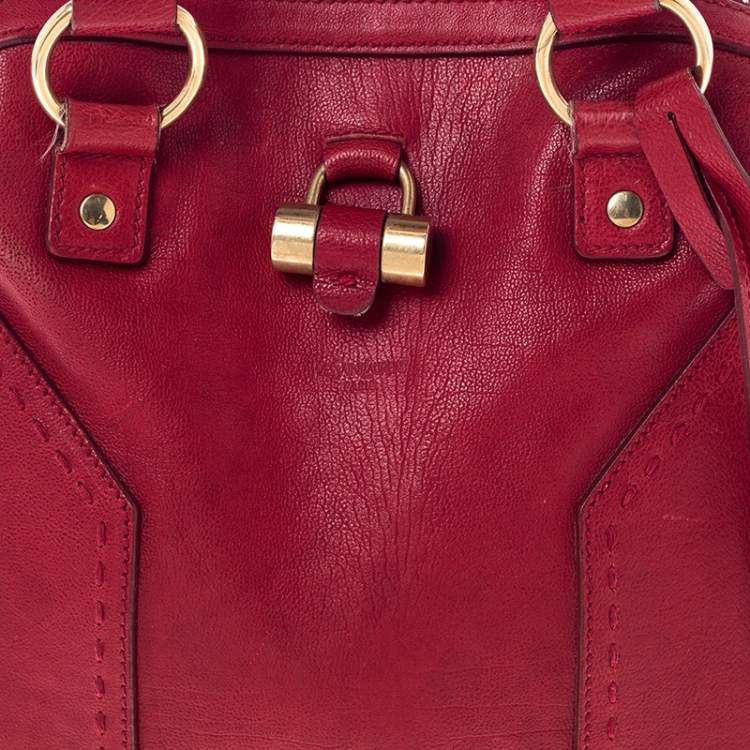 Pre Owned Yves Saint Laurent Red Leather Medium Muse Satchel