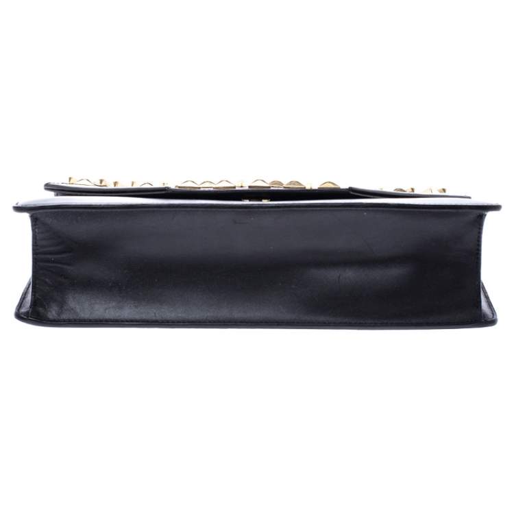 Pre Owned Saint Laurent Paris Black Leather Studded Betty Shoulder Bag