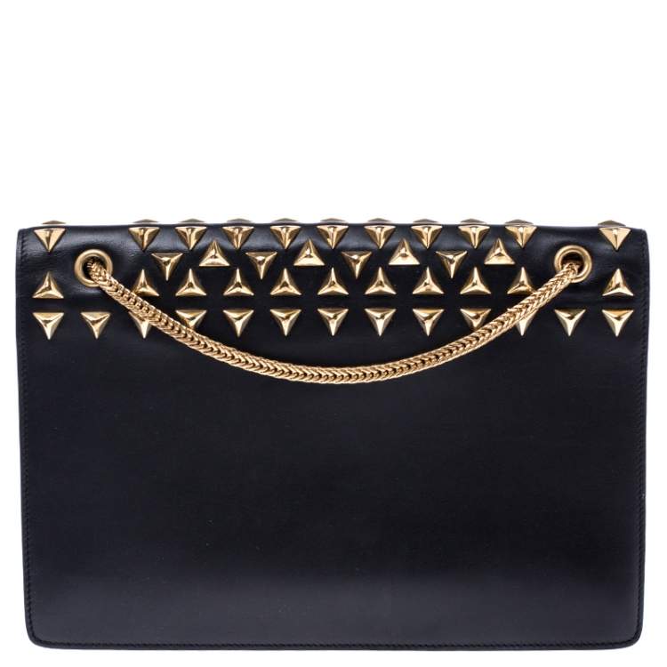 Pre Owned Saint Laurent Paris Black Leather Studded Betty Shoulder Bag