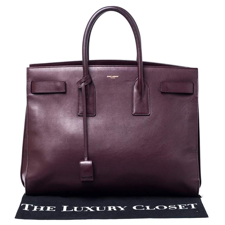 Pre Owned Saint Laurent Burgundy Leather Large Classic Sac De Jour Tote