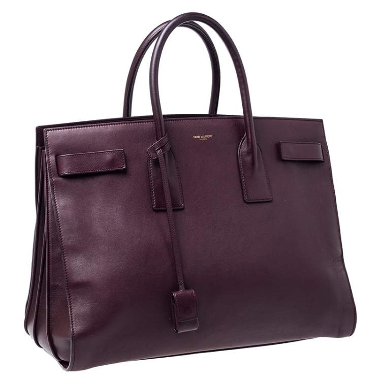 Pre Owned Saint Laurent Burgundy Leather Large Classic Sac De Jour Tote