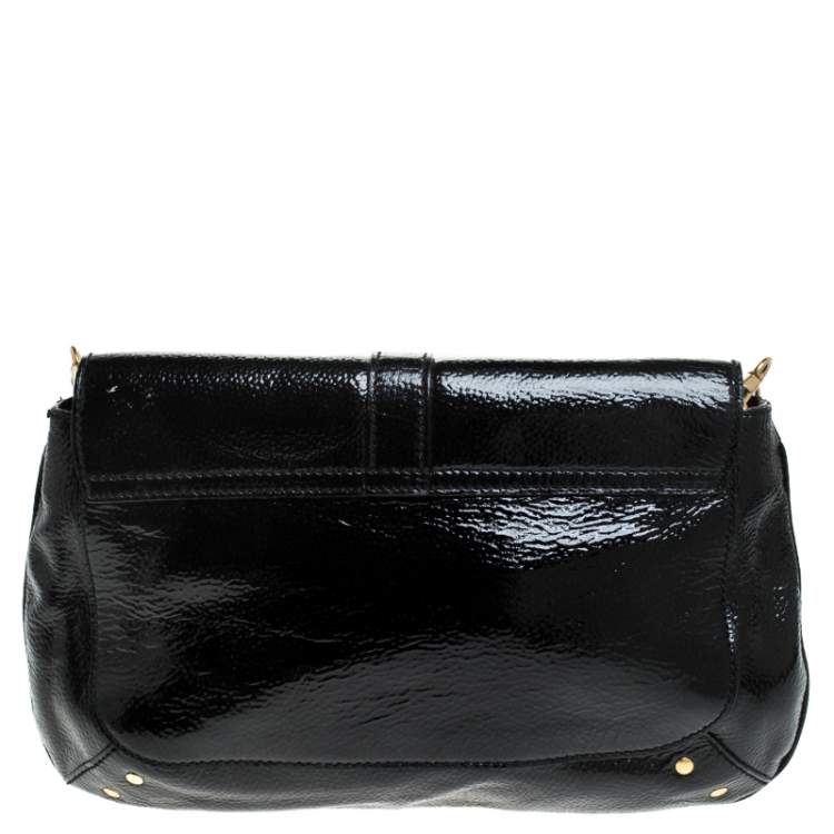 Pre Owned Yves Saint Laurent Black Patent Leather Emma Chain Shoulder Bag