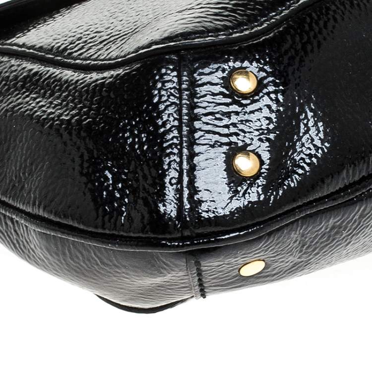 Pre Owned Yves Saint Laurent Black Patent Leather Emma Chain Shoulder Bag