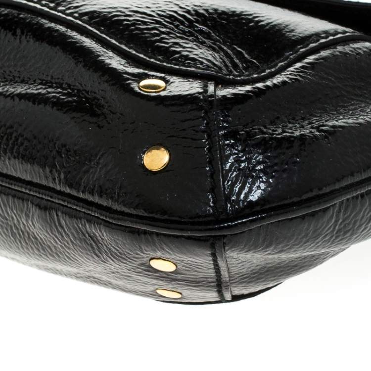Pre Owned Yves Saint Laurent Black Patent Leather Emma Chain Shoulder Bag