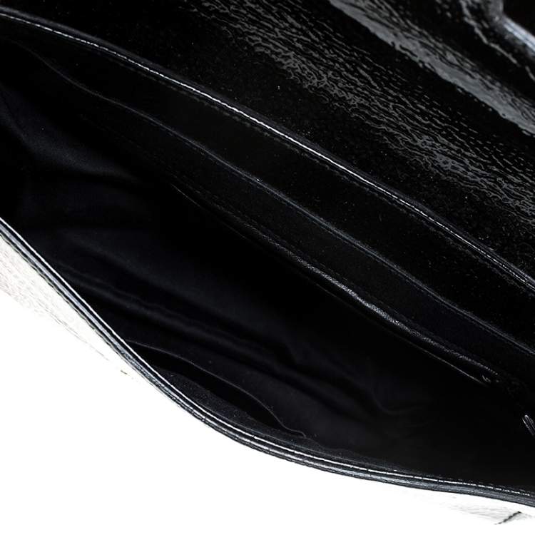 Pre Owned Yves Saint Laurent Black Patent Leather Emma Chain Shoulder Bag