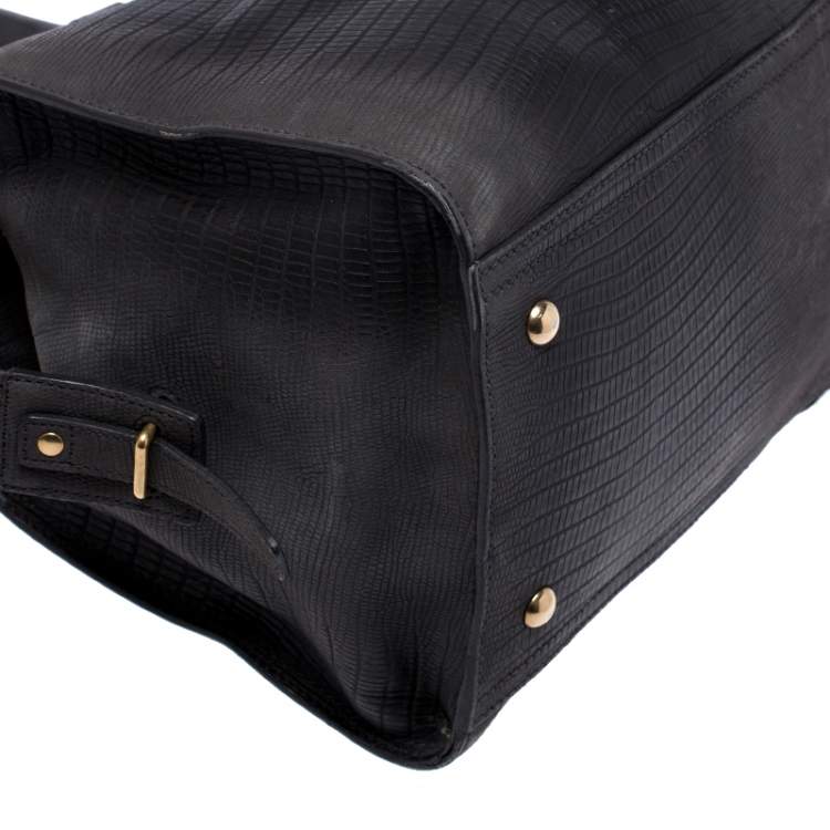 Pre Owned Yves Saint Laurent Dark Grey Leather Medium Cabas Y-Ligne Tote