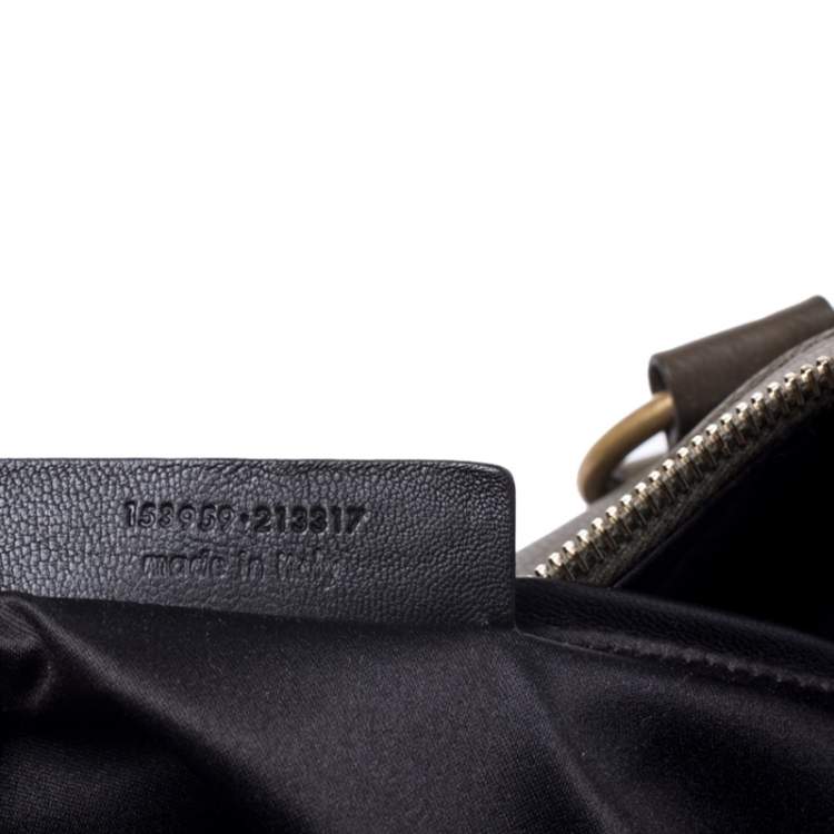 Pre Owned Saint Laurent Olive Green Leather Oversized Muse Satchel