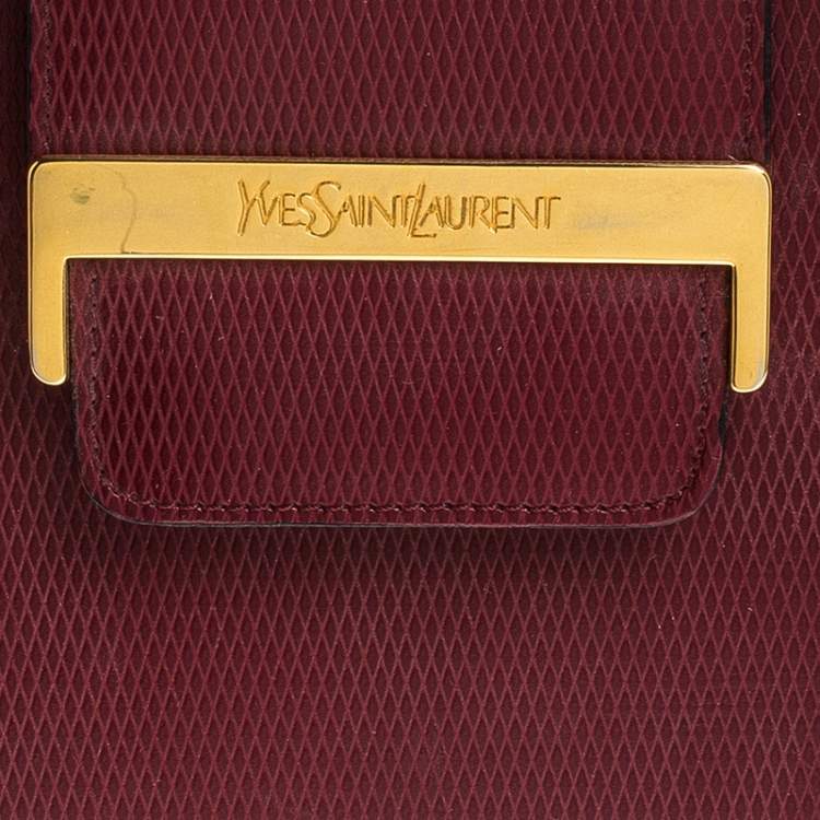 Pre Owned Yves Saint Laurent Red Lizard Embossed Leather Shoulder Bag