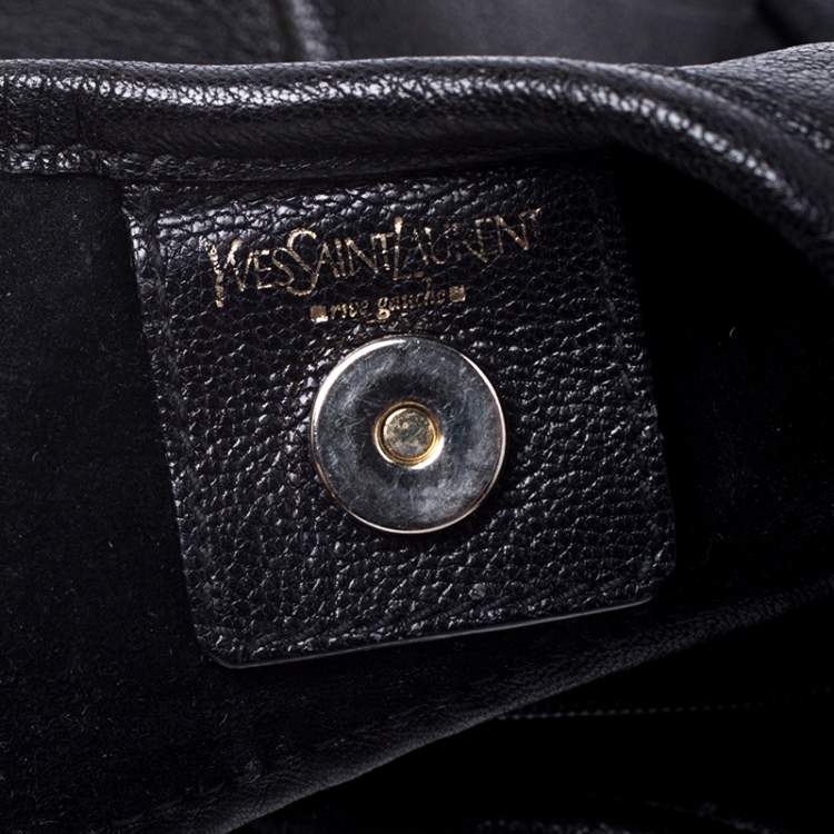 Pre Owned Saint Laurent Paris Black Ruffle Leather St Tropez Horn Hobo
