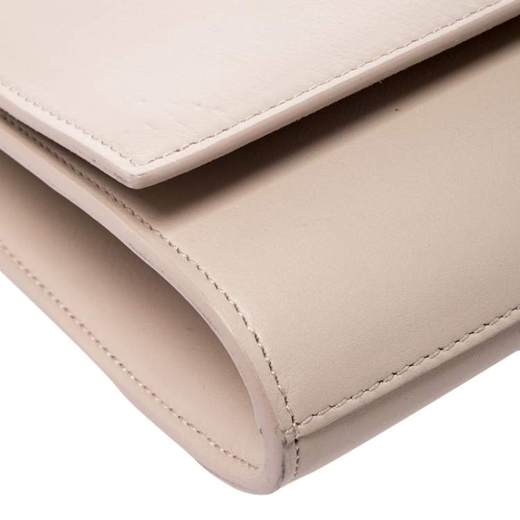 Pre Owned Saint Laurent Paris Beige Leather Ligne Y Clutch  