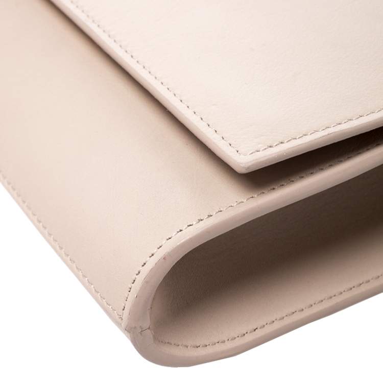 Pre Owned Saint Laurent Paris Beige Leather Ligne Y Clutch  